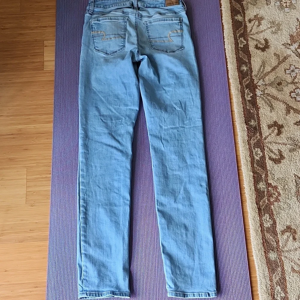 American Eagle Super Stretch Skinny Jeans 6 Long Blue Light Wash - Picture 2 of 3